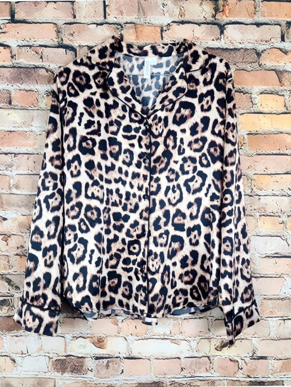 New Ladies Joyspun Leopard Animal Print Satin Charmeuse Pajama Lounge Pant Set - Picture 3 of 7